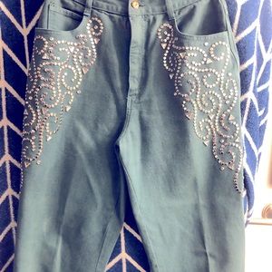 Monique Jeans Original Verdant Meadow Studded Jeans Petite for Women